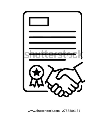 Signed business contract with handshake icon contract handshake agreement