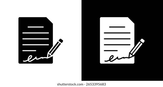 Signed contract icon black silhouette for web, and mobile app