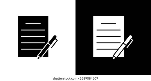 Icono de contrato firmado. El Vector de silueta negro