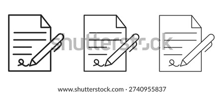 Signed contract icon Illustration Eps10. Line with editable stroke