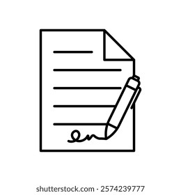 Signed contract icon linear logo isolated