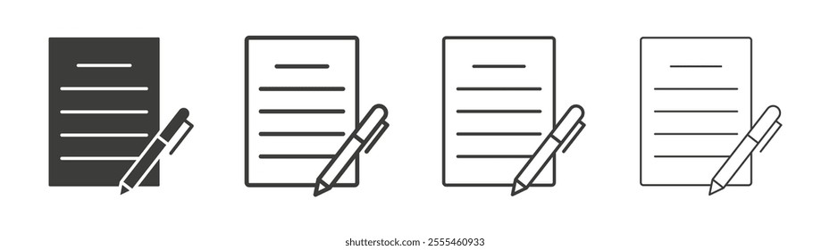 Signed contract icon pack. vector illustration