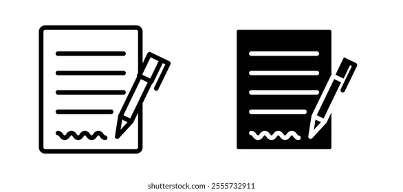 Signed contract icon symbol collection on white background.