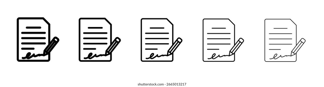 Unterschriebenes Vertragssymbol Symbolkonzept für Web design.simple line, Vektorsymbol. Logo-Illustration