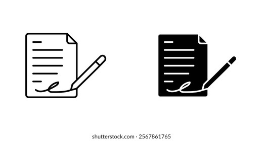 Signed contract icons collection in Filled flat and thin line style.