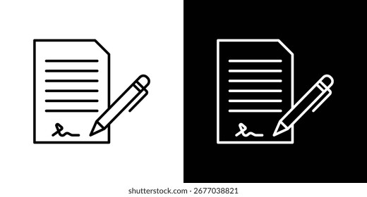 Iconos de contrato firmados. Iconos de arte de línea de trazo