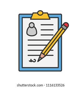 Signed document color icon. Contract, agreement. Signature. Isolated vector illustration