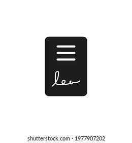 Signed document icon. Business contract signature symbol for web and mobile application UI design.