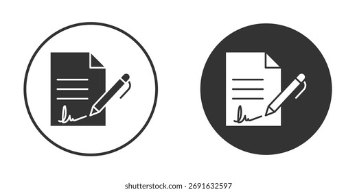 Ícone de documento assinado ilustrações planas. arte vetorial.