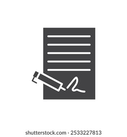 Signed document icon Flat simple outline set