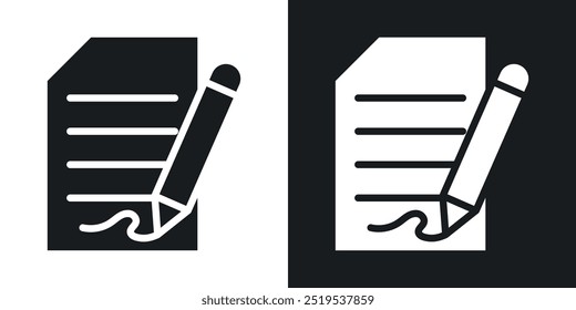 Symbole für signierte Dokumente in schwarz-weiß gefülltem Format
