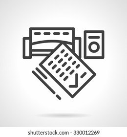 Signed document for loan of furniture and household appliances. Abstract black simple line style vector icon. Elements of web design for business.