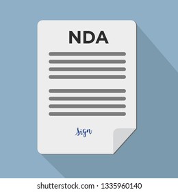 Signed document. NDA concept. Secret files. Stock vector illustration. 