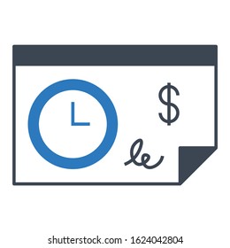 Signed Financial Document on White Background, Money Finance Bill over the specific time period Vector, Credit Note Icon design