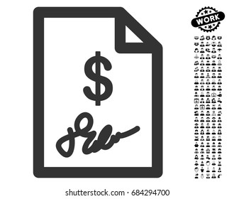 Signed Invoice icon with black bonus professional pictograph collection. Signed Invoice vector illustration style is a flat gray iconic element for web design, app user interfaces.