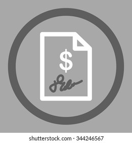 Signed Invoice vector icon. Style is bicolor flat rounded symbol, dark gray and white colors, rounded angles, silver background.