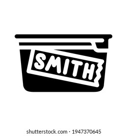 signed lunchbox glyph icon vector. signed lunchbox sign. isolated contour symbol black illustration