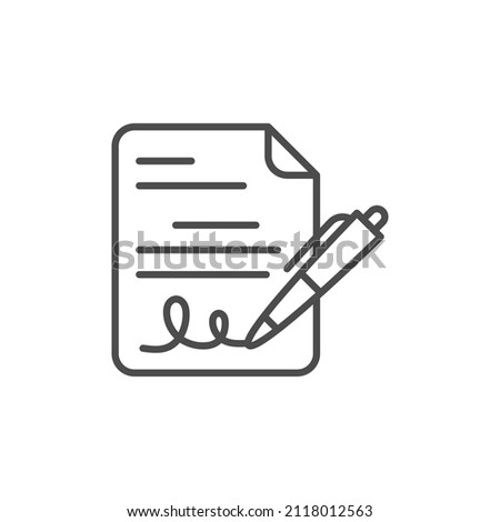 signed paper deal contract icon agreement pen on paper flat business icon vector. Document with pen, form icon. line Sheet of paper and pencil outline