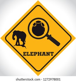 Sign,Follow the animal trail, elephant ,for zoo and tourism.