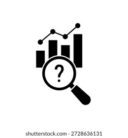 Significance chart bar and question magnifying glass outline editable stroke line drawing eps.
