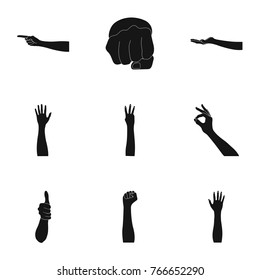 Significance of gestures black icons in set collection for design.The tongue of deaf mutes vector symbol stock web illustration.