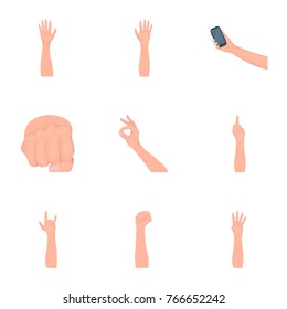 Significance of gestures cartoon icons in set collection for design.The tongue of deaf mutes vector symbol stock web illustration.