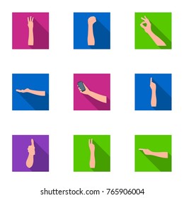 Significance of gestures flat icons in set collection for design.The tongue of deaf mutes vector symbol stock web illustration.