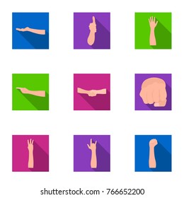 Significance of gestures flat icons in set collection for design.The tongue of deaf mutes vector symbol stock web illustration.