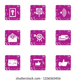 Significance icons set. Grunge set of 9 significance vector icons for web isolated on white background