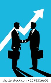 Significant Business Partnership Representation: Two Professionals Engaged in Handshake with Growing Graph Indicator for Success