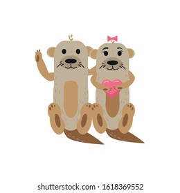 significant otter. Valentine's Day. Vector graphics.