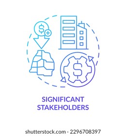 Significant stakeholders blue gradient concept icon. Economics development. Private sector role abstract idea thin line illustration. Isolated outline drawing. Myriad Pro-Bold font used