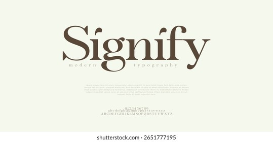 Signifique Elegante moderno alfabeto letras logotipo fonte. Tipografia de luxo clássico lettering serif italic fontes casamento vintage retro logos. ilustração vetorial