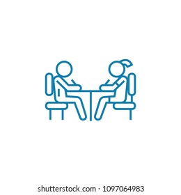 Signing the agreement linear icon concept. Signing the agreement line vector sign, symbol, illustration.