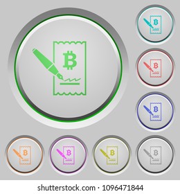 Signing Bitcoin cheque color icons on sunk push buttons