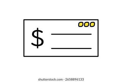 Firma de una chequera icono de dibujo de línea simple, ilustración de método de pago tradicional y documentación financiera, Ilustración vectorial