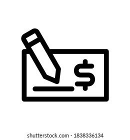 Signing Cheque icon or logo isolated sign symbol vector illustration - high quality black style vector icons
