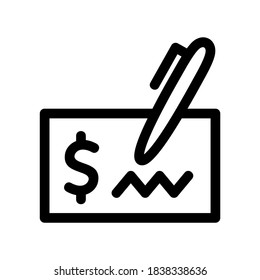 Signing Cheque icon or logo isolated sign symbol vector illustration - high quality black style vector icons
