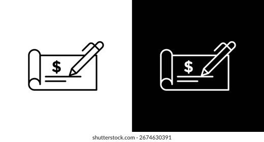 Signing cheque icons. vector symbol illustrations.