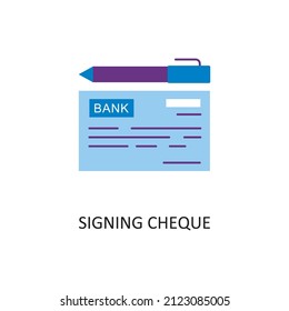 Signing Cheque Vector Flat Icon Design illustration. Banking and Payment Symbol on White background EPS 10 File