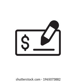 Signing Cheque Vector Solid Icon. Banking and Finance Symbol EPS 10 File