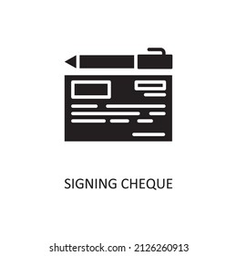 Signing Cheque Vector Solid Icon Design illustration. Banking and Payment Symbol on White background EPS 10 File