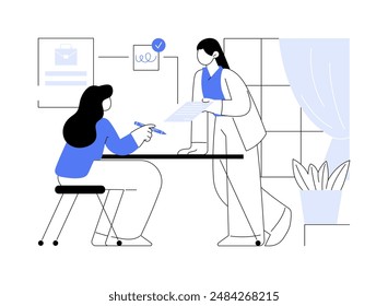 Signing contract abstract concept vector illustration. Employee signing a new job contract, HR management, human resources, recruiting idea, headhunting agency, pursue career abstract metaphor.