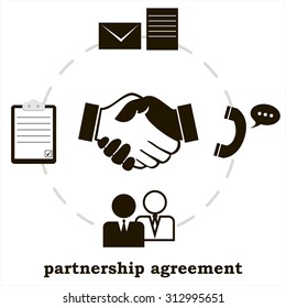 Signing A Contract With A Business Partner. Vector Illustration. Flat Icons.