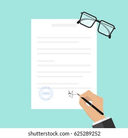 Signing of the contract of the company. Flat design, vector illustration, vector.