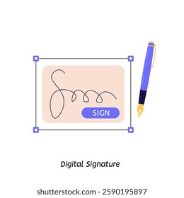 Signing contract with digital pen on phone. Digital signature, business contract, electronic contract, e-signature concept. Vector illustration in flat design for web banner, mobile app