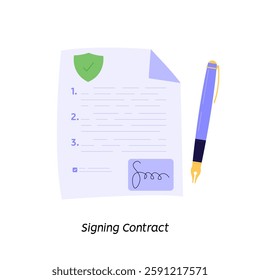 Signing contract with digital pen on phone. Digital signature, business contract, electronic contract, e-signature concept. Vector illustration in flat design for web banner, mobile app