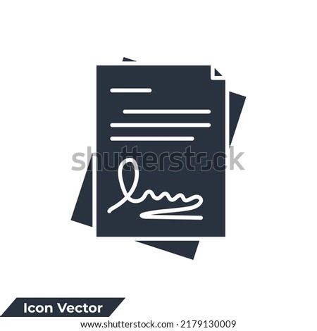 Signing contract icon logo vector illustration. document symbol template for graphic and web design collection