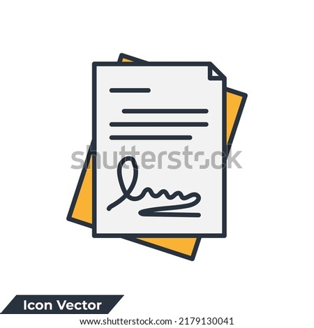 Signing contract icon logo vector illustration. document symbol template for graphic and web design collection