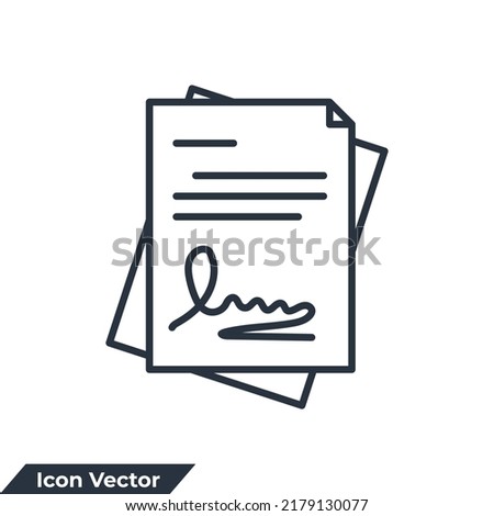 Signing contract icon logo vector illustration. document symbol template for graphic and web design collection